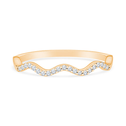 14K Yellow Gold Vintage Wavy Diamond Stackable Band