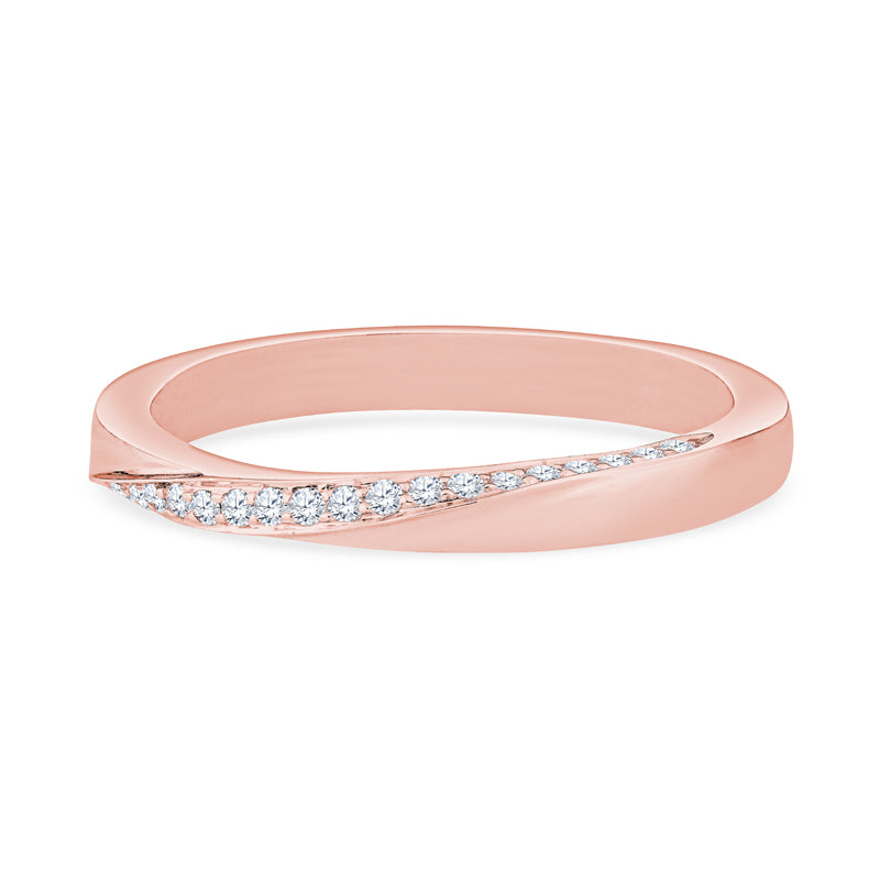 18K Rose Gold Contemporary Diamond Wedding Band