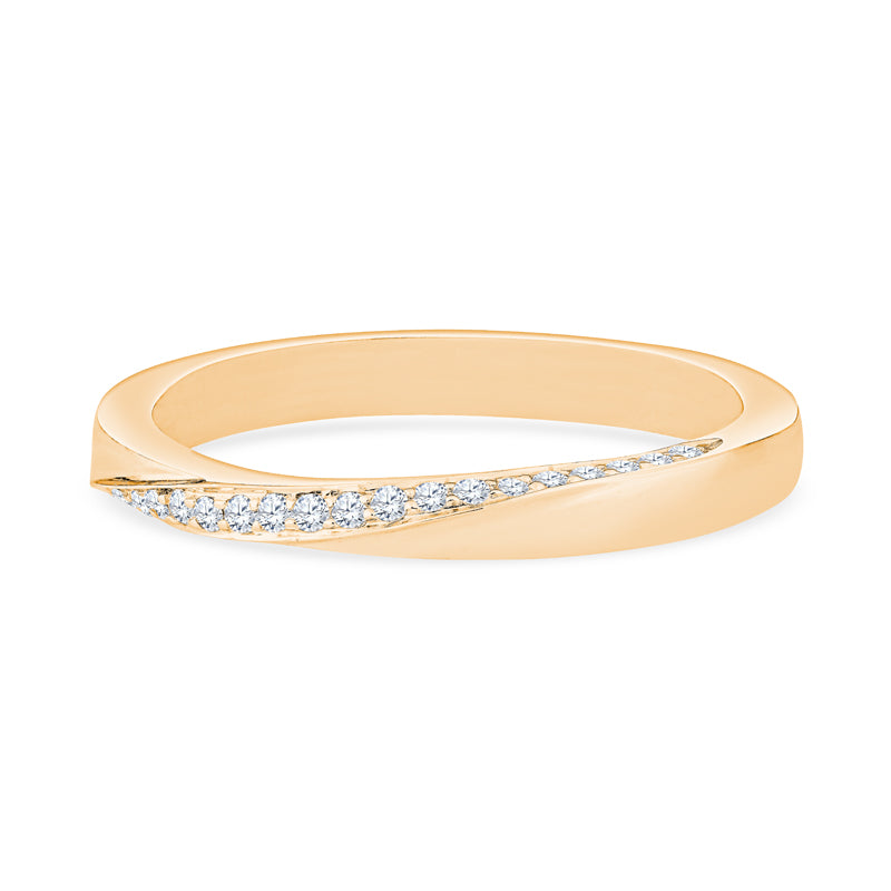 18K Yellow Gold Contemporary Diamond Stackable Band