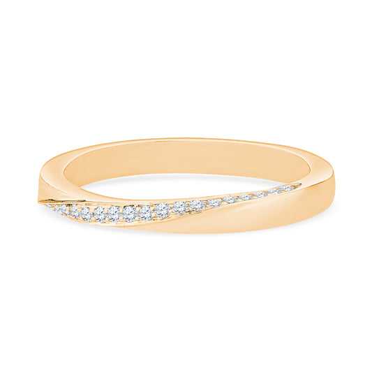 18K Yellow Gold Contemporary Diamond Stackable Band