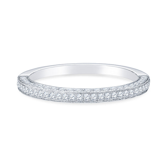 18K White Gold Three Side Pavé Set Diamond Anniversary Band