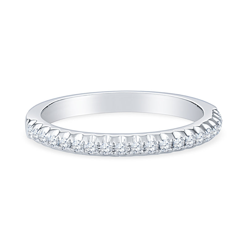 18K White Gold Scallop Setting Diamond Anniversary Band