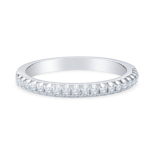 18K White Gold Scallop Setting Diamond Anniversary Band