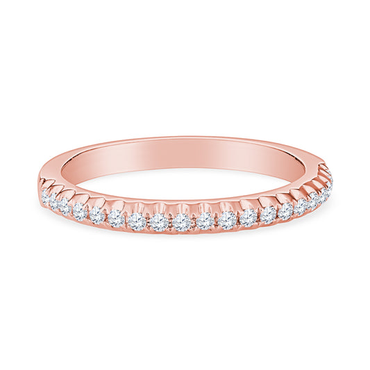 18K Rose Gold Scallop Setting Diamond Wedding Band