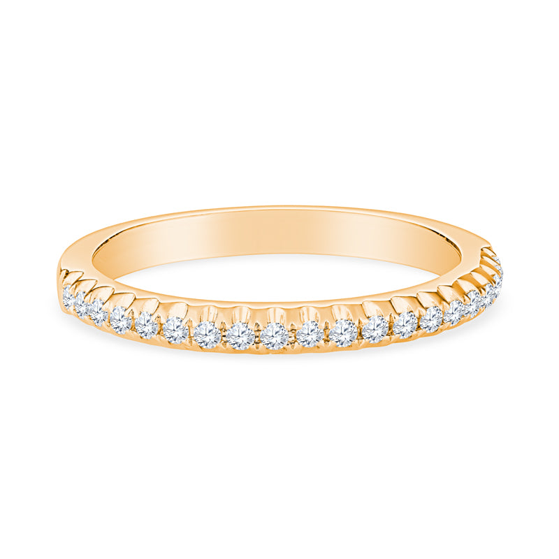 18K Yellow Gold Scallop Setting Diamond Stackable Band