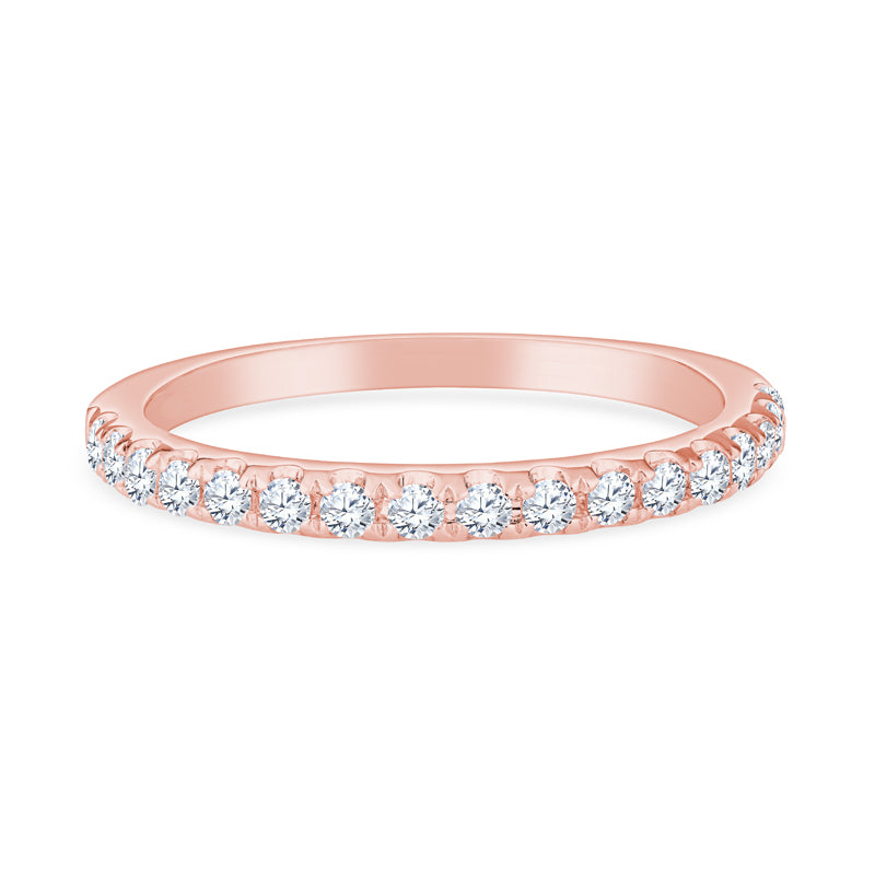 18K Rose Gold Straight Setting Diamond Wedding Band
