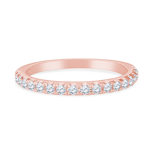 18K Rose Gold Straight Setting Diamond Wedding Band