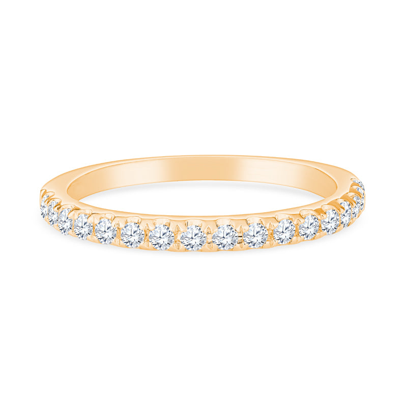 18K Yellow Gold Straight Setting Diamond Stackable Band