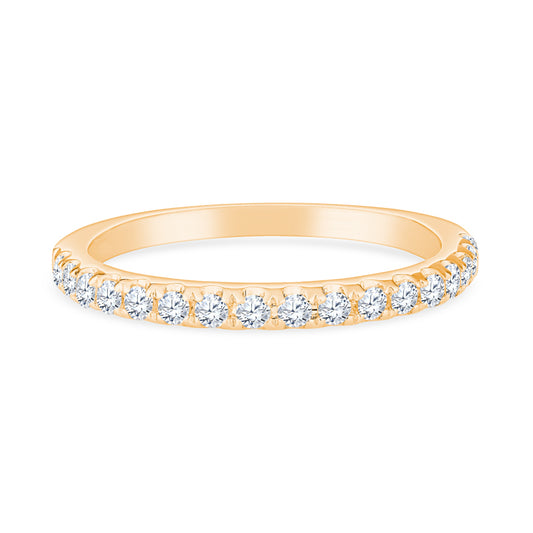 18K Yellow Gold Straight Setting Diamond Stackable Band