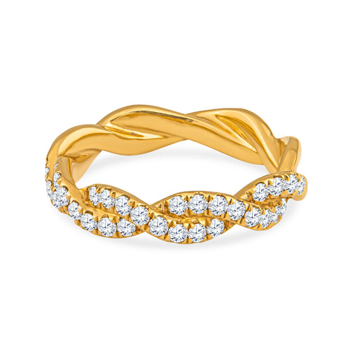 18K Yellow Gold Full Twisted Infinity Design Wedding Band