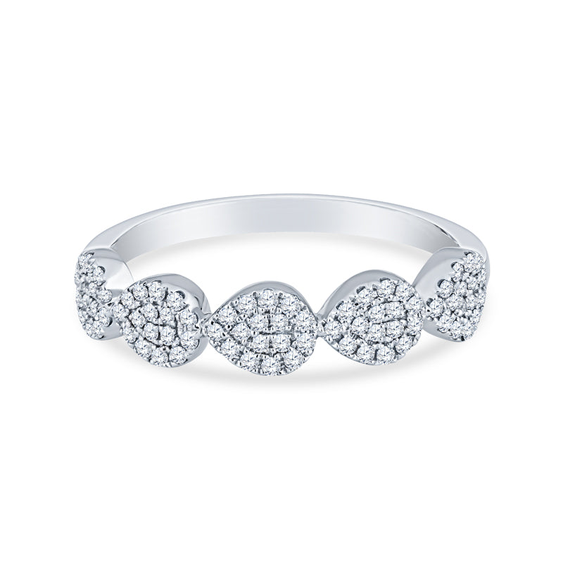 14K White Gold Wedding Band with Round Diamonds
