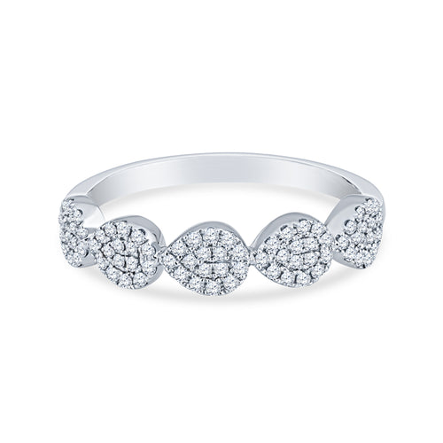 14K White Gold Wedding Band with Round Diamonds