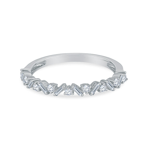 18K Rose Gold Baguette and Round Diamond Anniversary Band