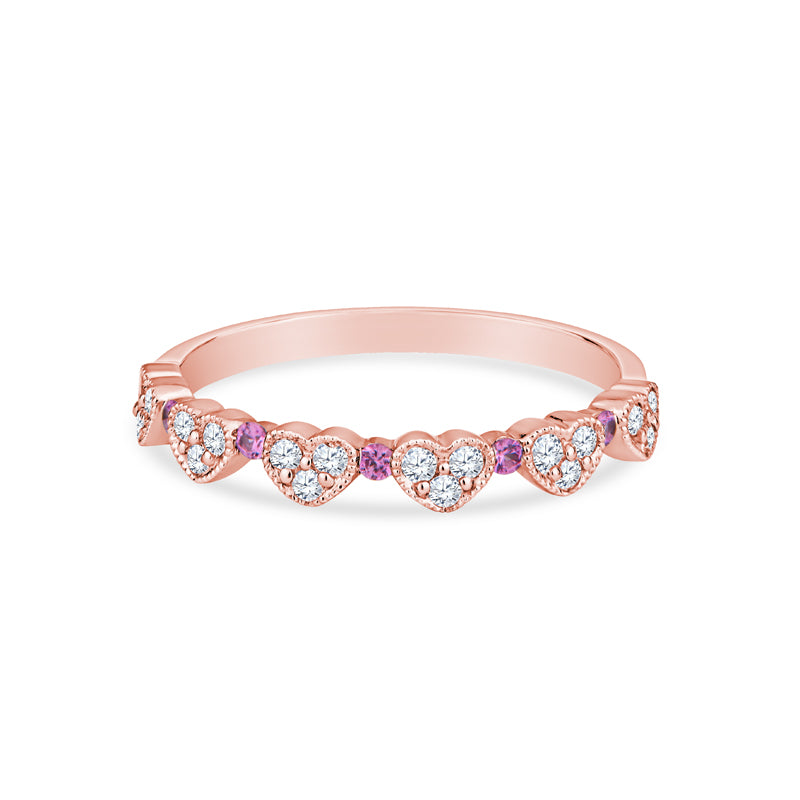 18K White Gold Wedding Band with Diamond and Sapphires