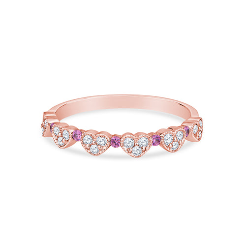 18K White Gold Wedding Band with Diamond and Sapphires