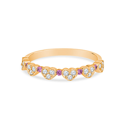 18K White Gold Wedding Band with Diamond and Sapphires
