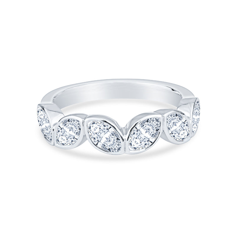 14K White Gold Marquise Diamonds Fashion Ring
