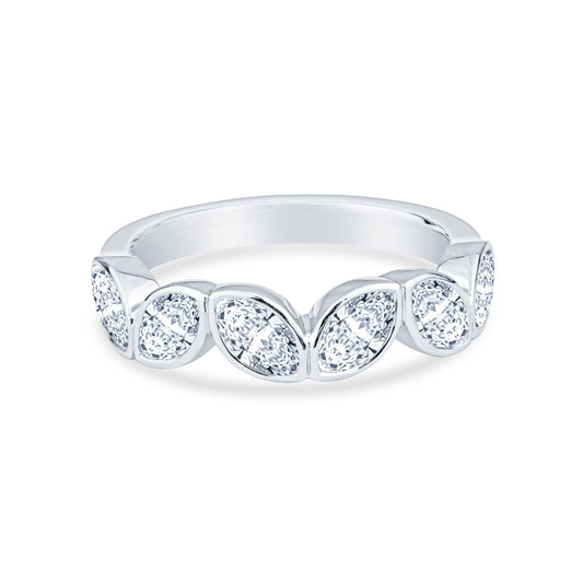 14K White Gold Marquise Diamonds Fashion Ring