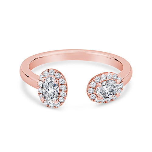 14K White Gold Wedding Band with Oval and Round Diamonds