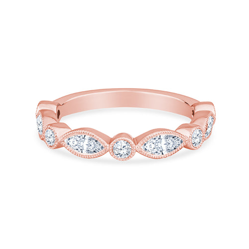 14K White Gold Marquise and Round Brilliant Cut Diamonds Fashion Ring
