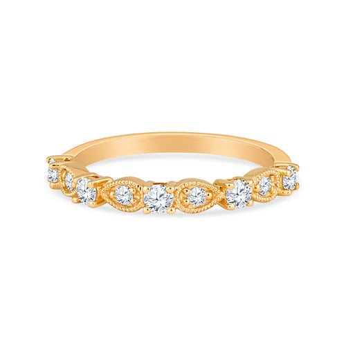 14K Yellow Gold Fashion Ring with 9 Diamonds
