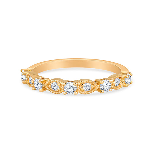 14K Yellow Gold Fashion Ring with 9 Diamonds
