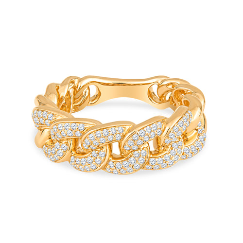 14K Yellow Cold Cuban Link Wedding Band