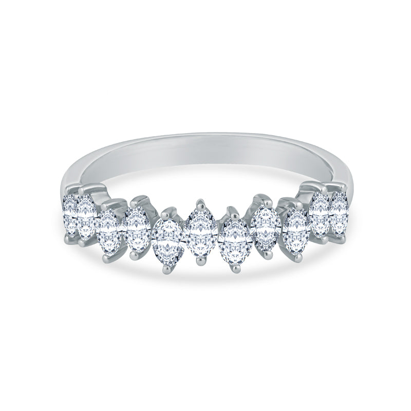 14K Rose Gold Staggered Marquise Diamond Fashion Ring
