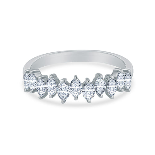 14K Rose Gold Staggered Marquise Diamond Fashion Ring