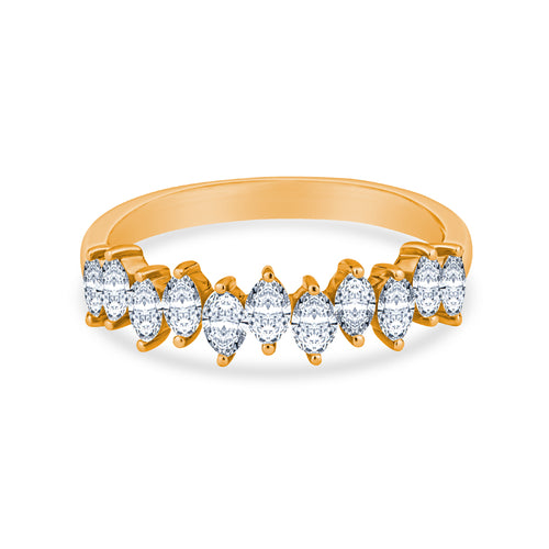 14K Rose Gold Staggered Marquise Diamond Fashion Ring