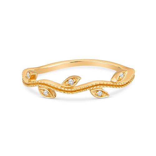 4K Yellow Gold Diamond Vine Fashion Ring