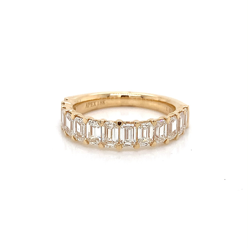Exquisite 18KY Wedding Band with 13 Emerald-Cut Diamonds – 1.92 CTW of Earth-Mined Diamonds