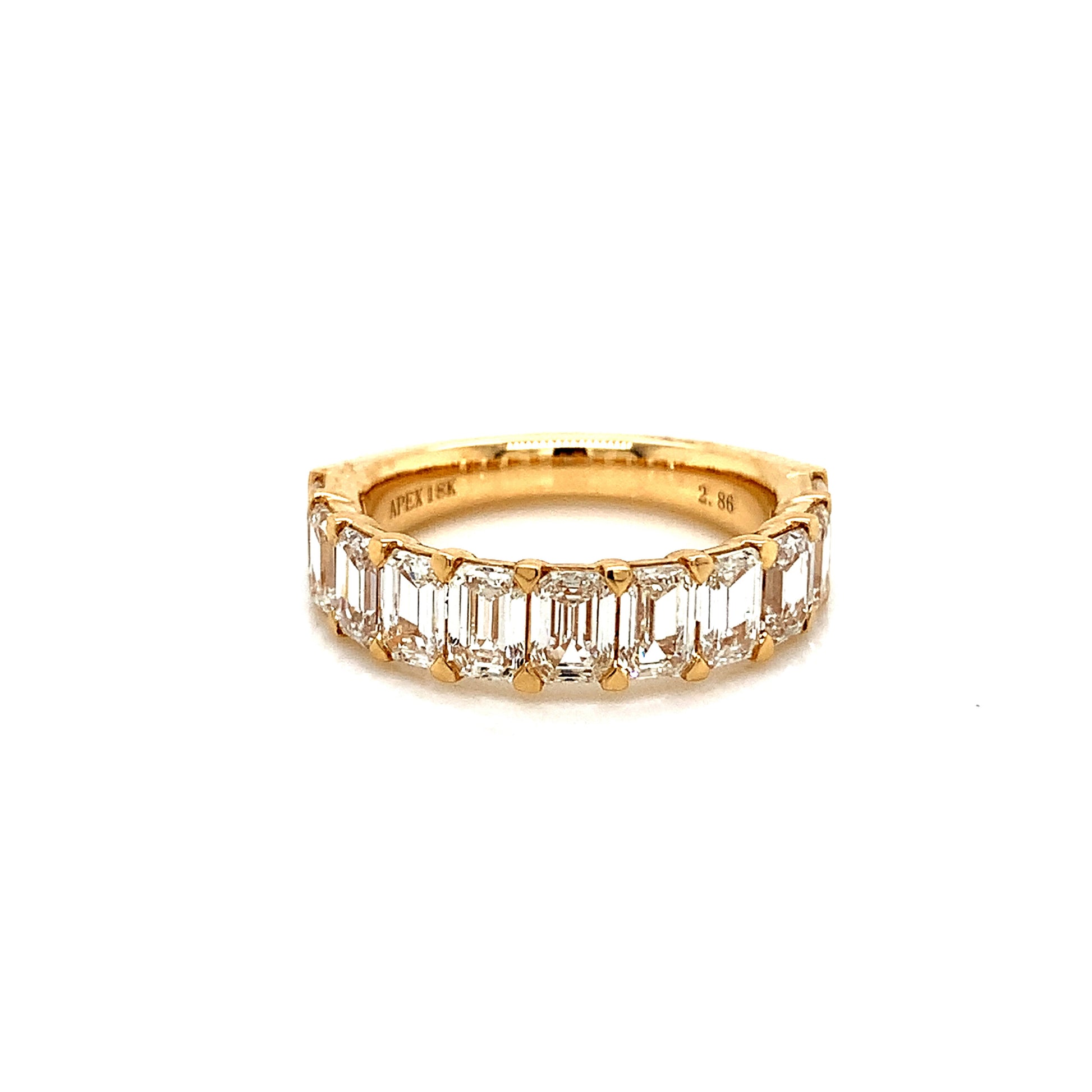 Radiant 18KY Emerald-Cut Diamond Wedding Band – 2.86 CTW of Earth-Mined Diamonds