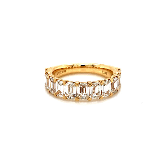 Radiant 18KY Emerald-Cut Diamond Wedding Band – 2.86 CTW of Earth-Mined Diamonds