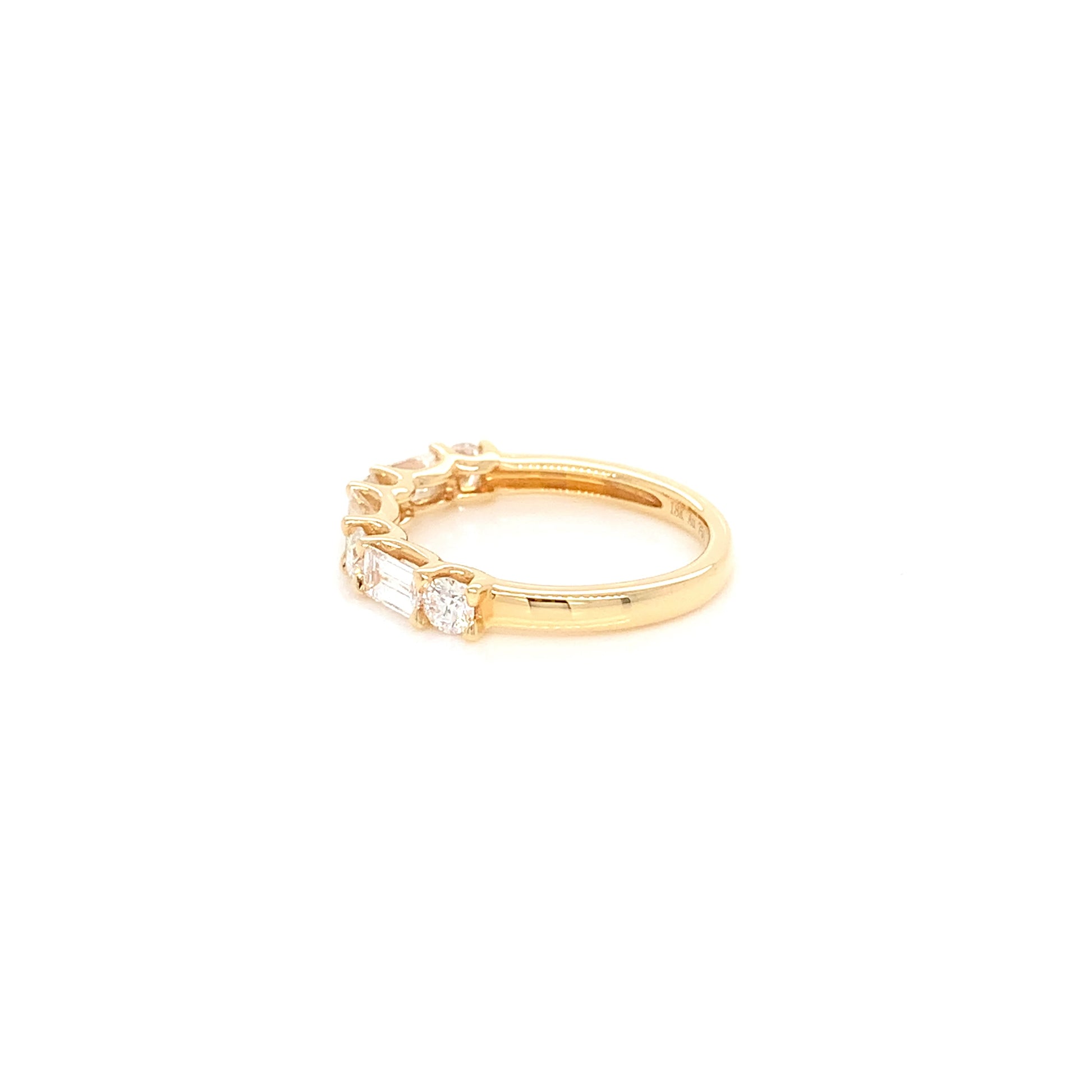18kt Yellow Gold Round Baguette Diamond Band 0.94ct, Size 6