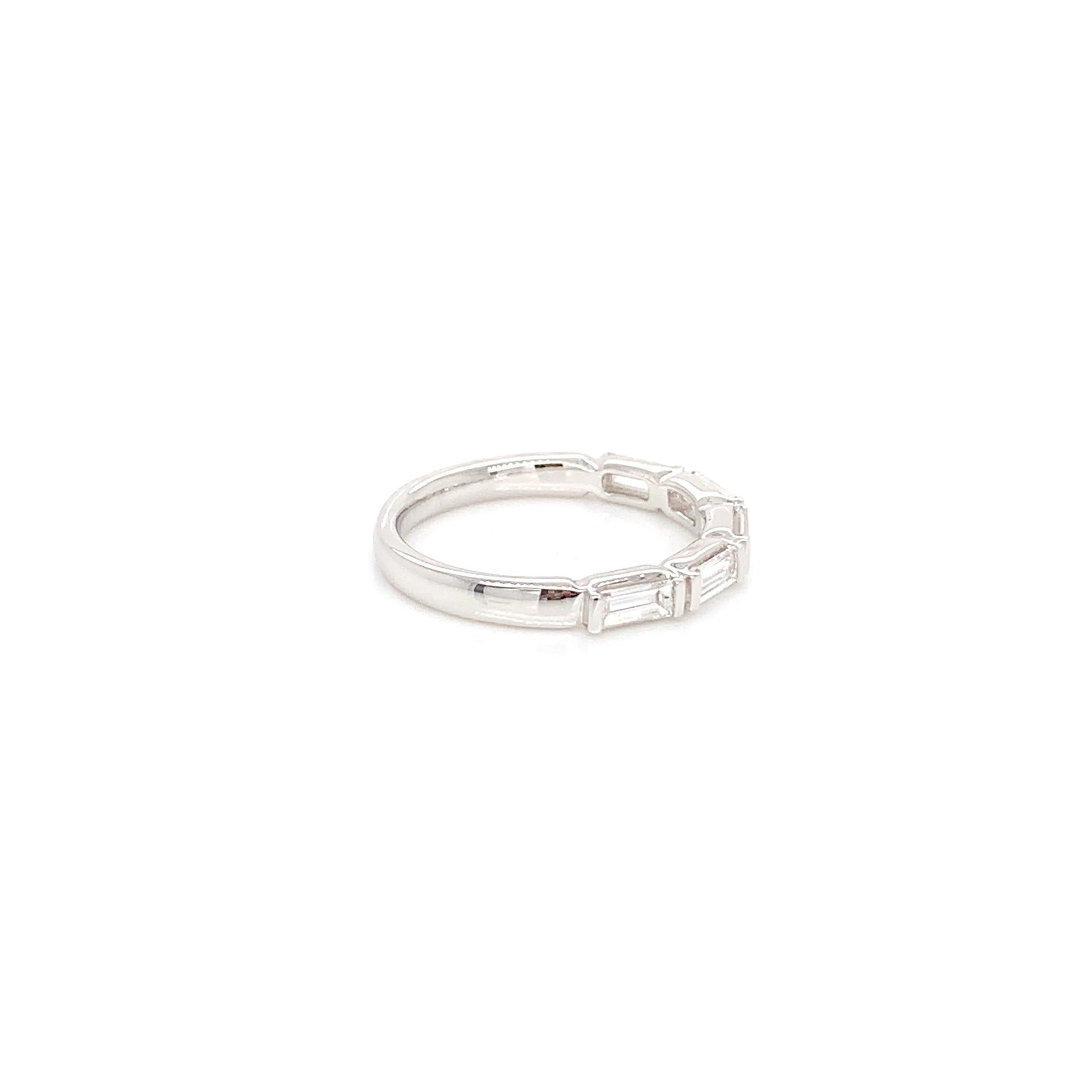 18kt White Gold East West Baguette Band with Diamonds 0.60ct, Size 5.75