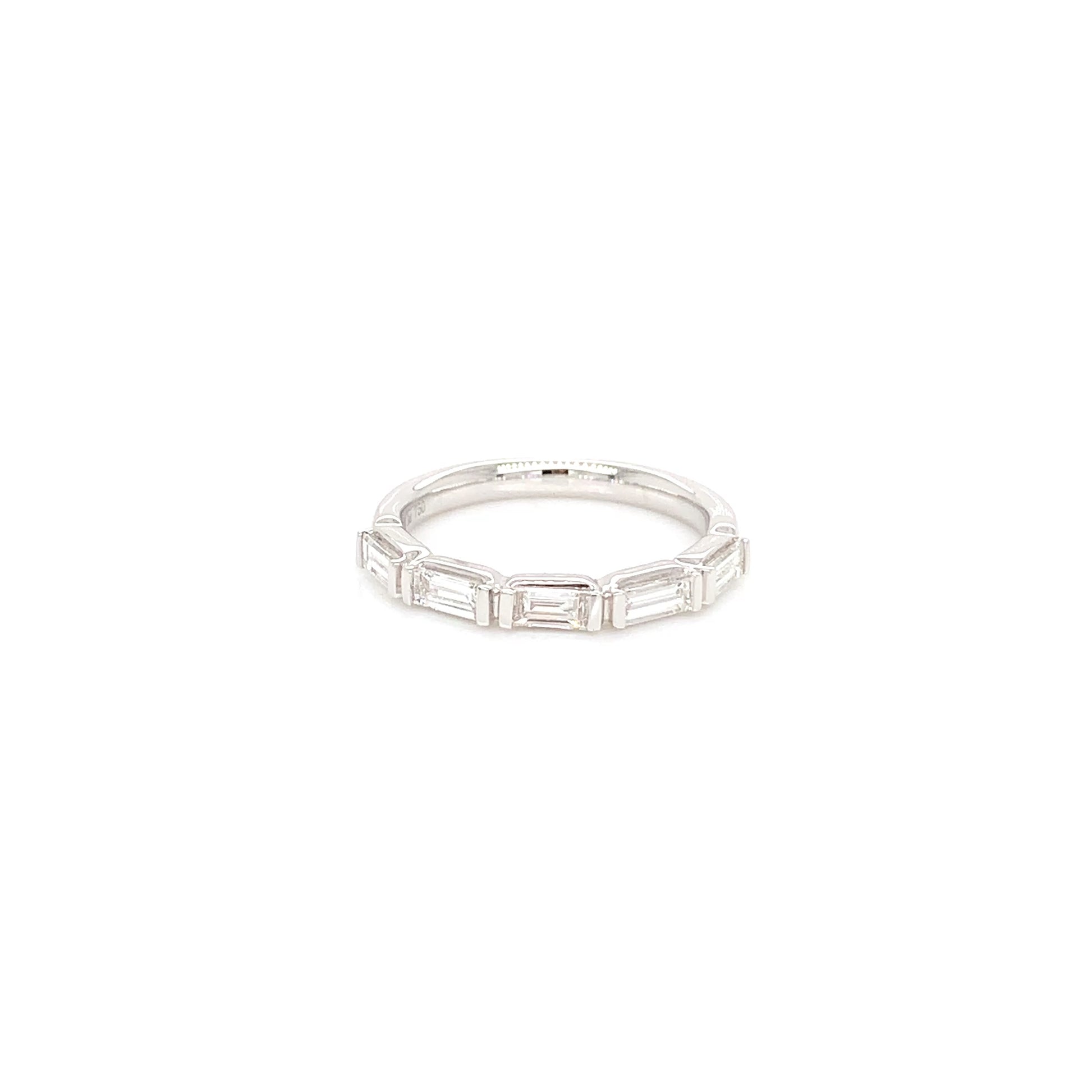 18kt White Gold East West Baguette Band with Diamonds 0.60ct, Size 5.75