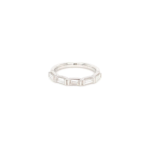 18kt White Gold East West Baguette Band with Diamonds 0.60ct, Size 5.75