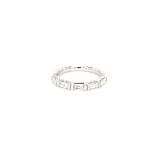 18kt White Gold East West Baguette Band with Diamonds 0.60ct, Size 5.75