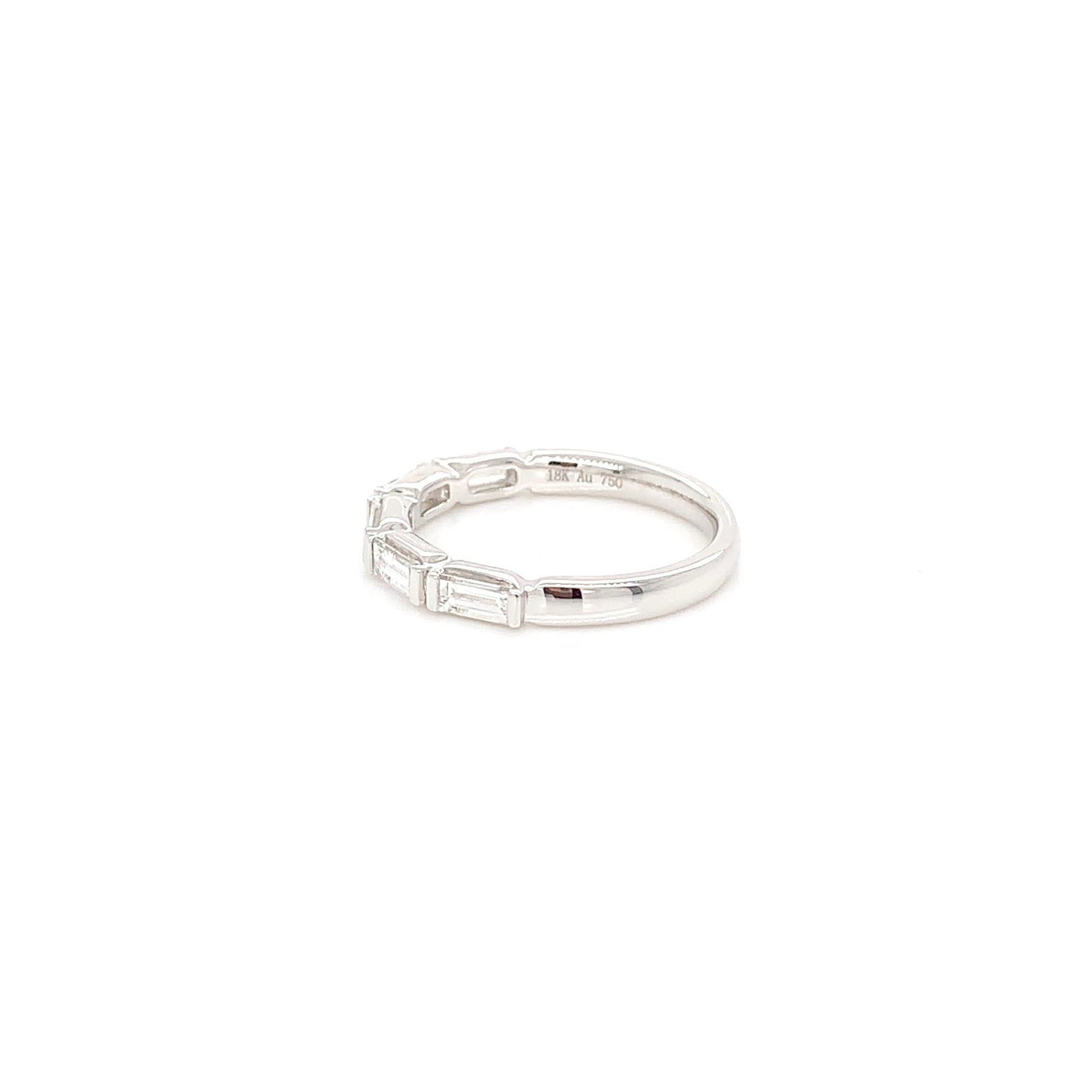 18kt White Gold East West Baguette Band with Diamonds 0.60ct, Size 5.75