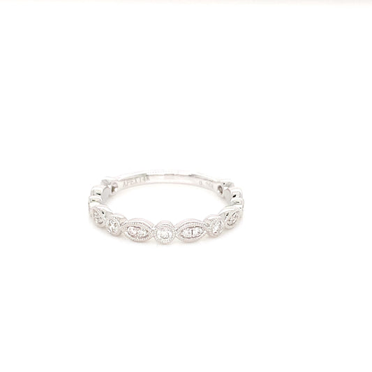14K Unique White Gold Diamond Band | Stylish Diamond Jewelry