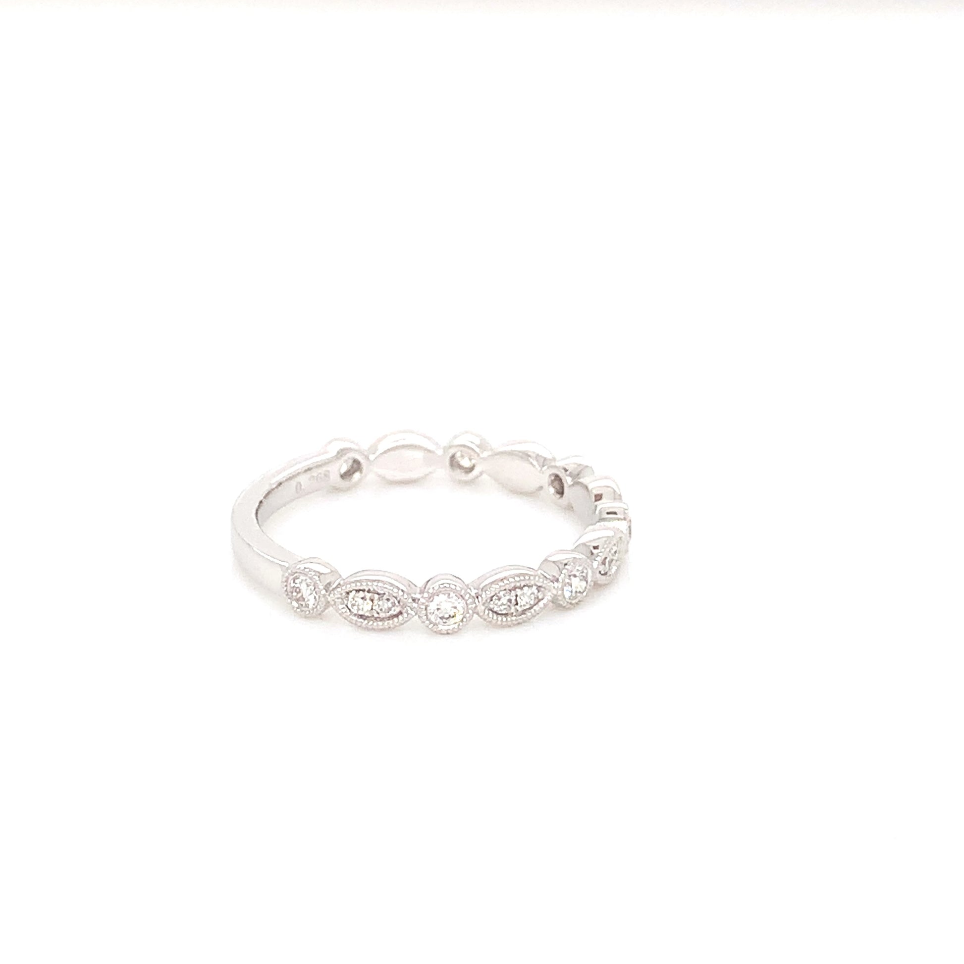 14K Unique White Gold Diamond Band | Stylish Diamond Jewelry