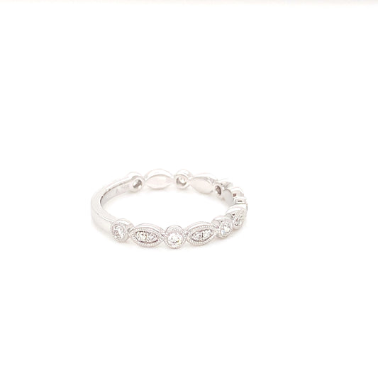 14K Unique White Gold Diamond Band | Stylish Diamond Jewelry