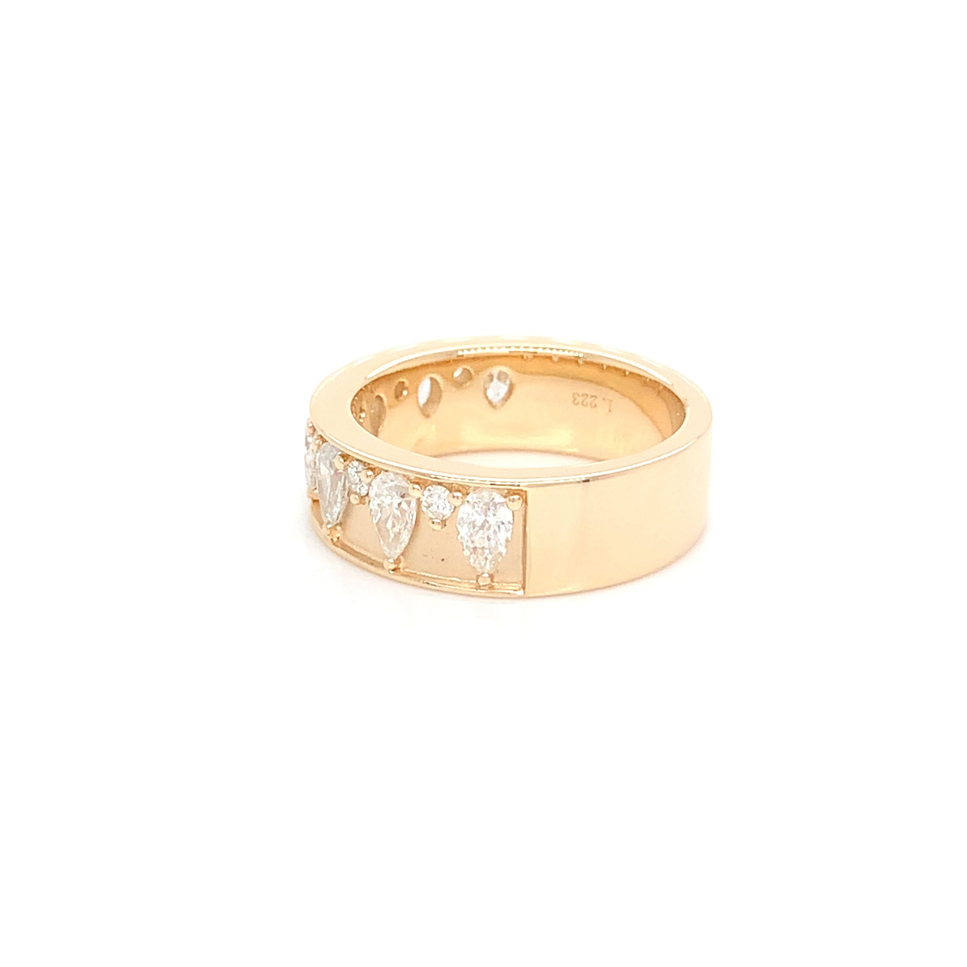 14K Yellow Gold Diamond Band | Pear & Round Cut 1.22 CTW