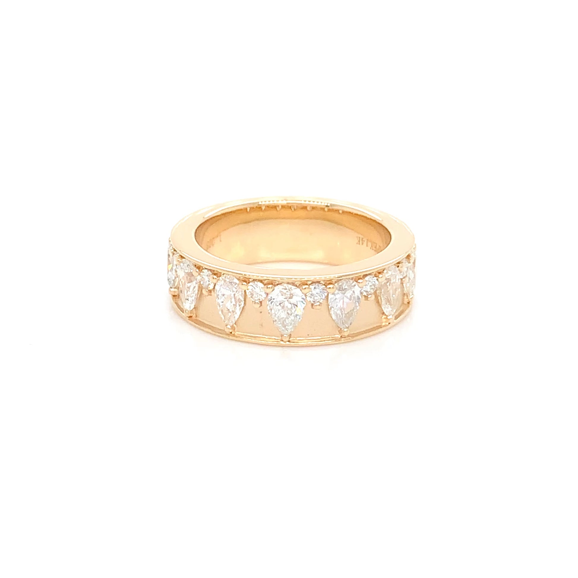 14K Yellow Gold Diamond Band | Pear & Round Cut 1.22 CTW