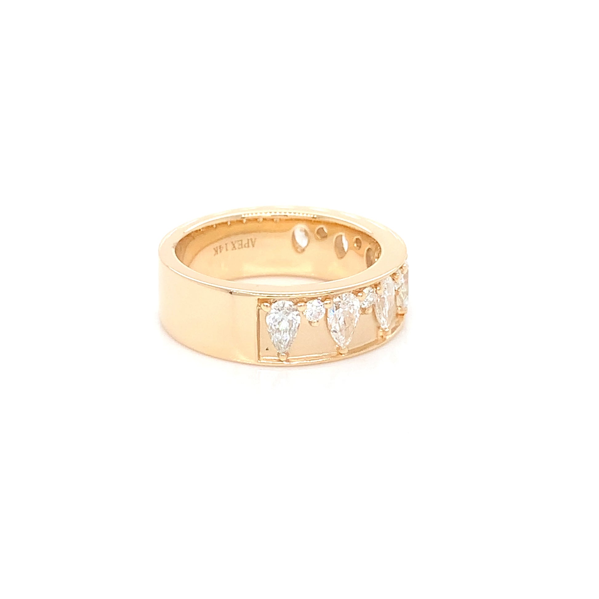14K Yellow Gold Diamond Band | Pear & Round Cut 1.22 CTW