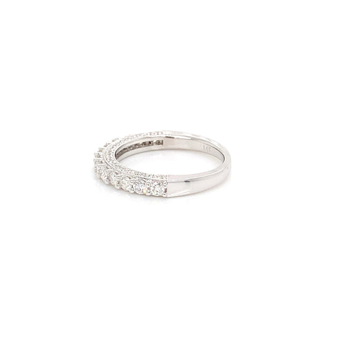 White Gold Natural Diamond Band | 14K Ring with Side-Set Diamonds