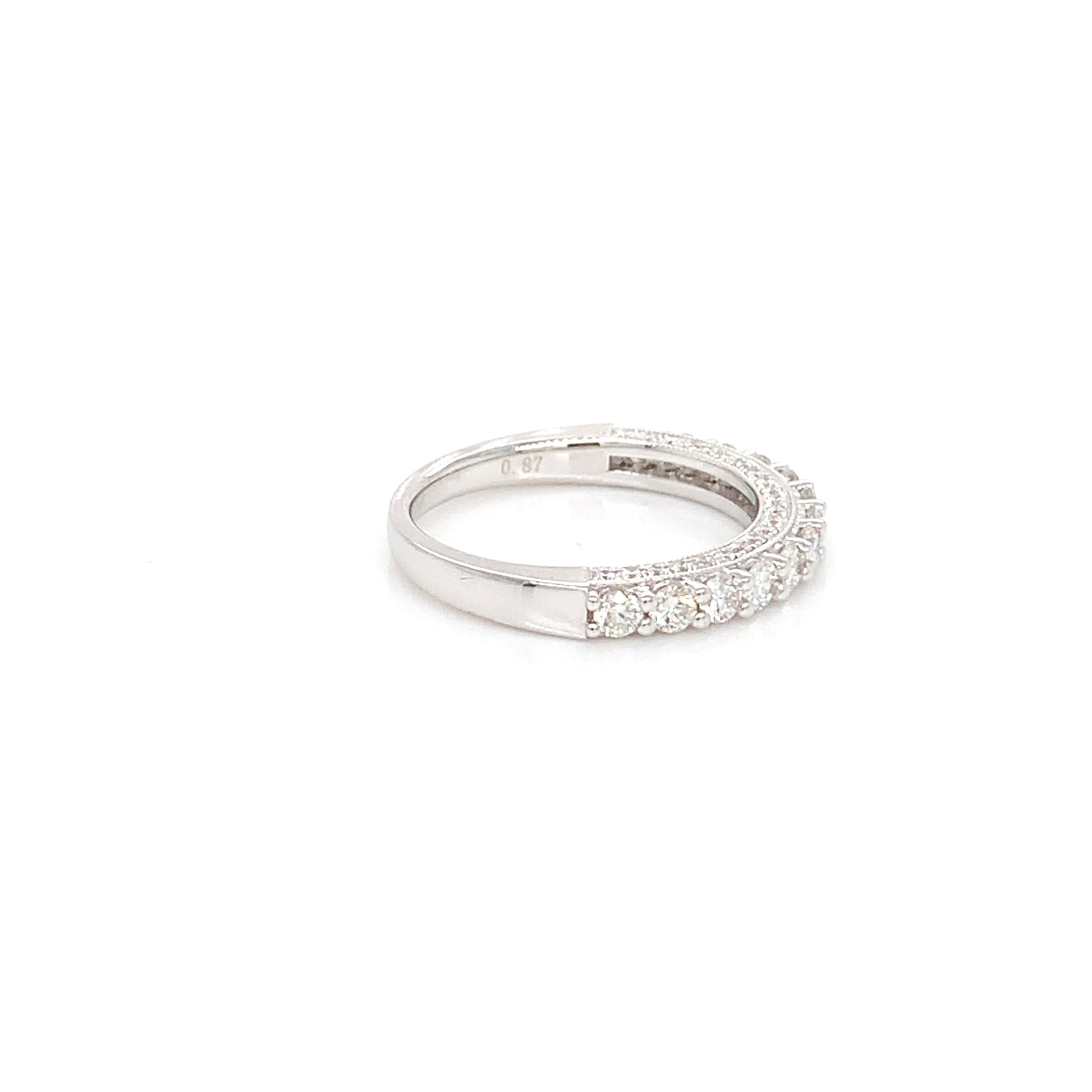 White Gold Natural Diamond Band | 14K Ring with Side-Set Diamonds