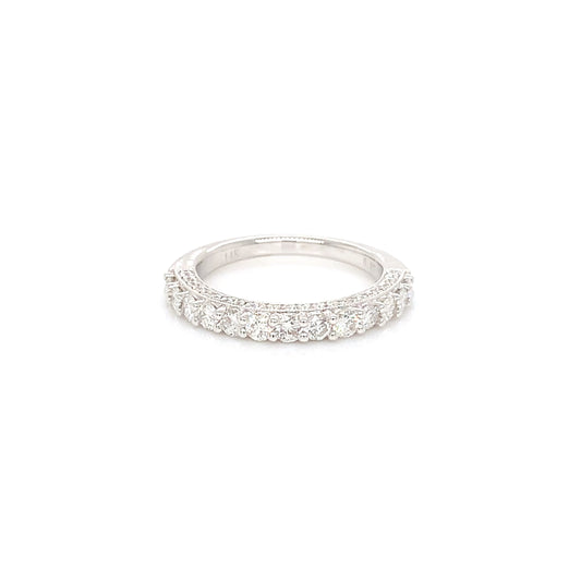 White Gold Natural Diamond Band | 14K Ring with Side-Set Diamonds