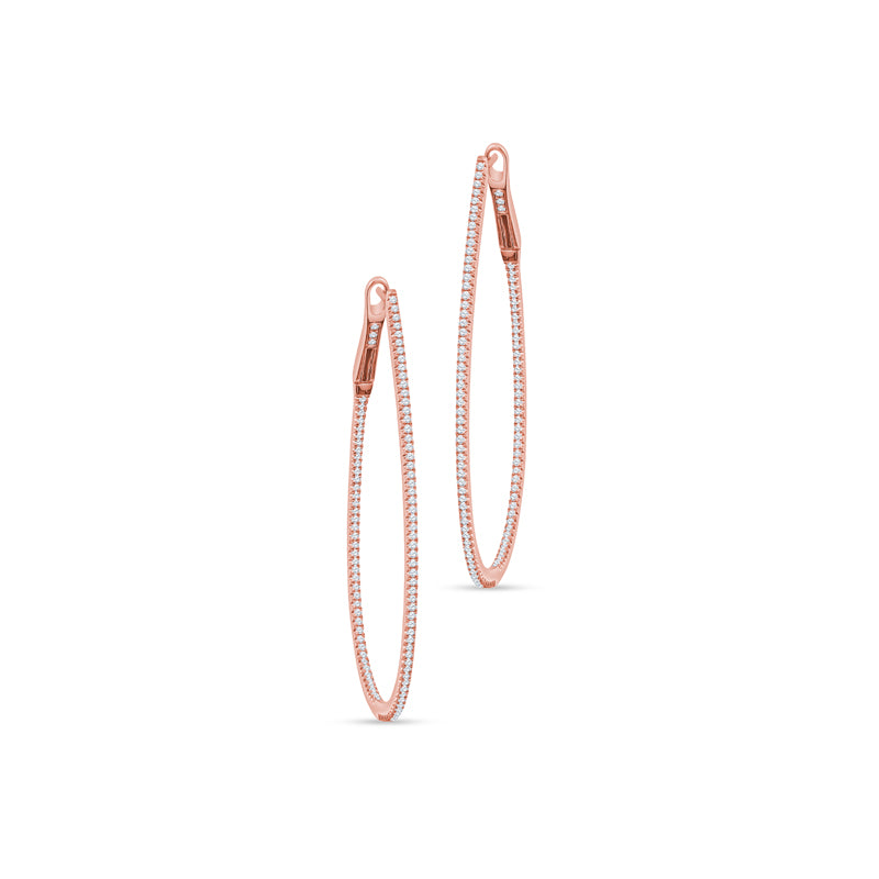 18K Rose Gold Large Diamond Hoops Embracing Pear-Shaped Brilliance